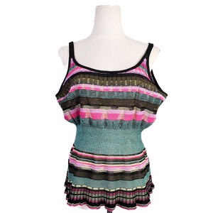 Chacok Sleeveless Knit Top Multicolor Stripes Size S Excellent